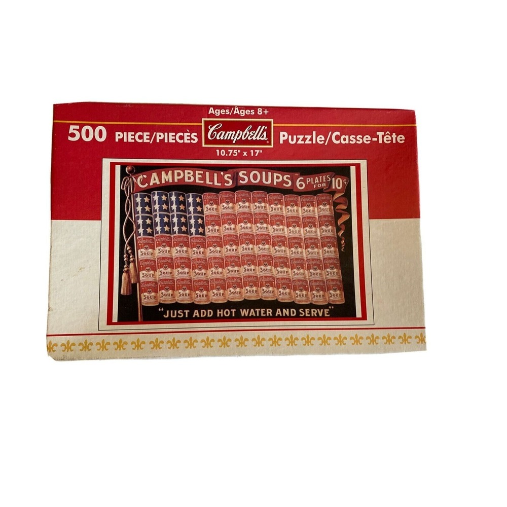 Campbell's Jigsaw Puzzle Red Soup Can American Flag 500 Piece 2004‎ Vintage